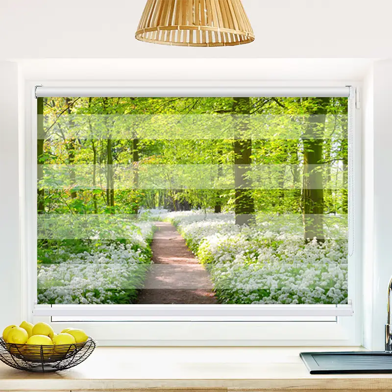 Klemm Doppelrollo Waldweg Mit Blumen