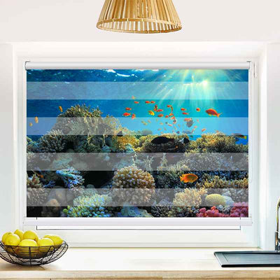 Klemmfix Doppelrollo Fische im Ozean | Klemm Doppelrollo