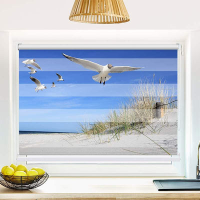Klemmfix Doppelrollo Moewen am Strand | Klemm Doppelrollo