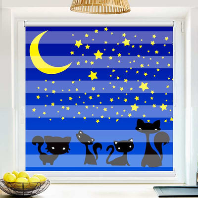 Klemmfix Doppelrollo Katzen Unter dem Sternenhimmel | Klemm Doppelrollo