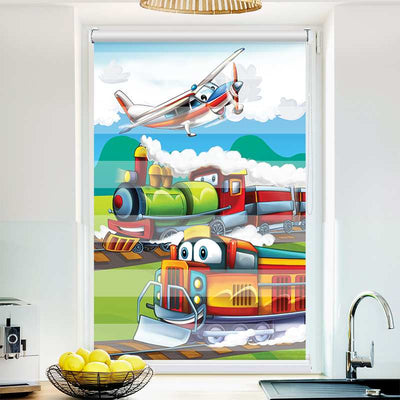 Klemmfix Doppelrollo Eisenbahn und Flugzeug | Klemm Doppelrollo