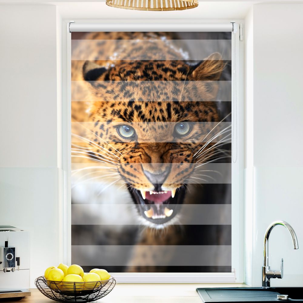 Klemm Doppelrollo "Leopard" - ohne Bohren - Klemmfix - bis 150 cm Breite - Duo Rollo Fotodruck - La-Melle