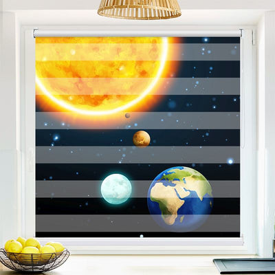 Klemmfix Doppelrollo Sonne und Planeten | Klemm Doppelrollo