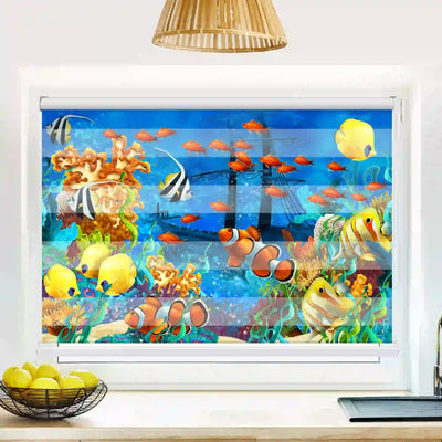 Klemm-Doppelrollo kindermotiv Fische unter Wasser