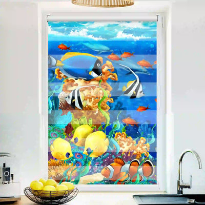 Klemm-Doppelrollo mit Kindermotiv Fische Comic