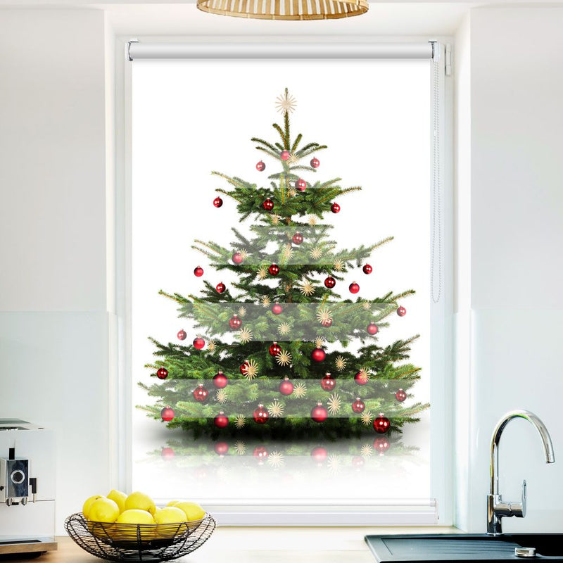Klemm Doppelrollo "Weihnachtsbaum" - ohne Bohren - Klemmfix - bis 150 cm Breite - Duo Rollo Fotodruck - La-Melle