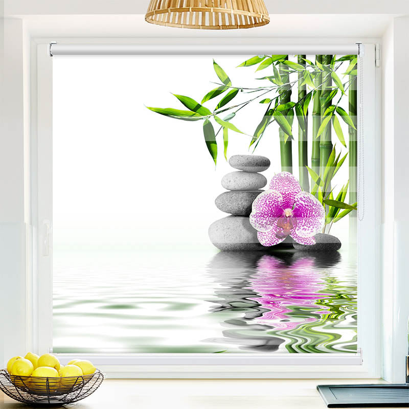 Fotorollo Bambus Orchidee Zen Stones