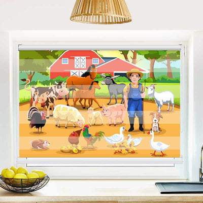 Klemmfix Doppelrollo Bauer mit Seinen Tieren | Klemm Doppelrollo