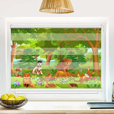 Klemmfix Doppelrollo Wilde Tiere im Wald | Klemm Doppelrollo