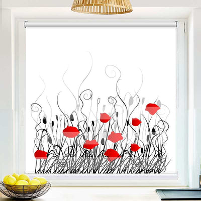 Klemmfix Doppelrollo Mohnblumen Grafik | Klemm Doppelrollo
