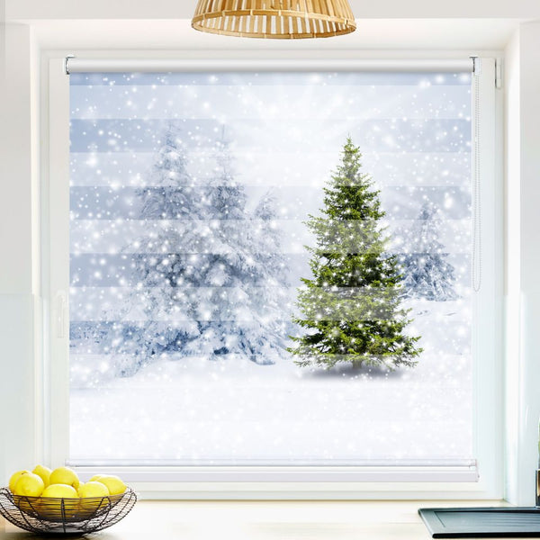 Klemmfix Doppelrollo "Tannenbaum Winter" | Klemm Doppelrollo