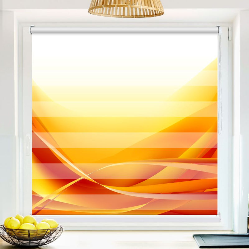 Klemm Doppelrollo "Abstrakte Wellen Orange" - ohne Bohren - Klemmfix - bis 150 cm Breite - Duo Rollo Fotodruck - La-Melle