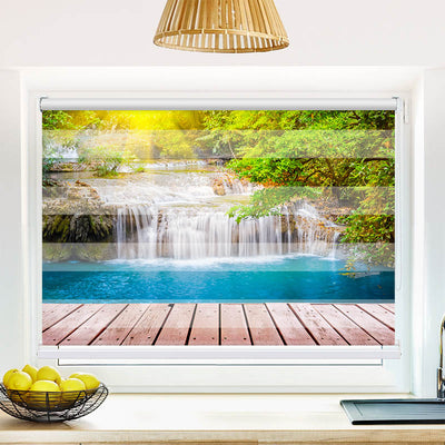 Fotorollo Wald Wasserfall Steg