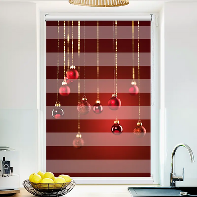 Klemmfix Doppelrollo Rote Weihnachtskugeln | Klemm Doppelrollo