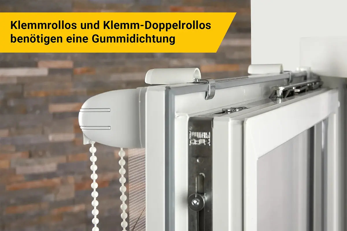 Klemm-Doppelrollo Klemmträger am Fenster mit Gummidichtung