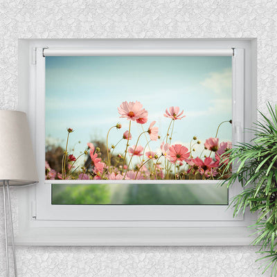 Klemmfix Rollo Kosmeen Blumenwiese Rosa Blumen