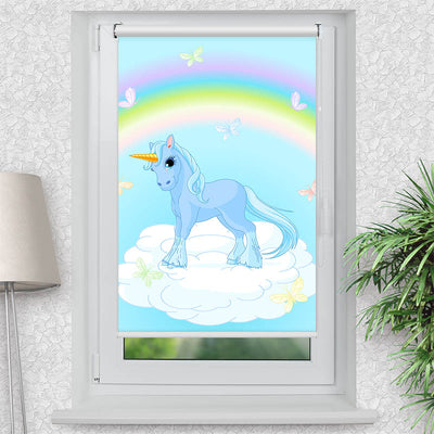 Rollo Motiv Einhorn auf der Wolke - ohne bohren - Klemmrollo bis 150 cm Breite - Klemmfix mit Fotodruck - blickdicht - La-Melle