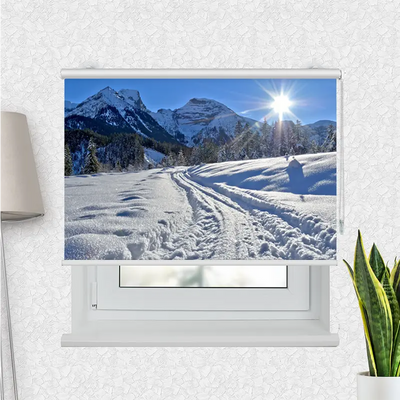 Klemmfix Rollo Berge Schnee | Motiv-Klemmrollo