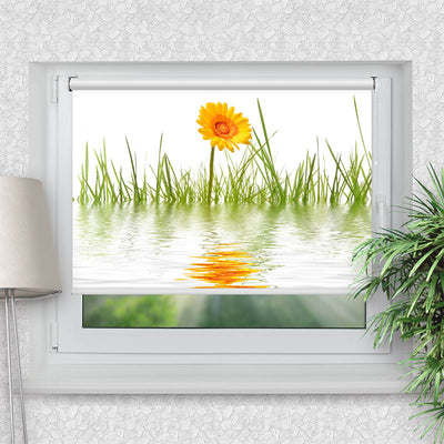 Rollo Motiv Gras im Wasser - ohne bohren - Klemmrollo bis 150 cm Breite - Klemmfix mit Fotodruck - blickdicht - La-Melle