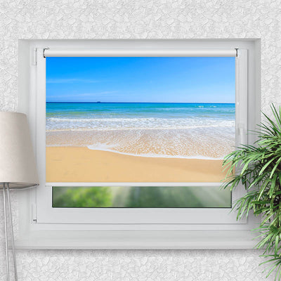 Rollo Motiv Strand und Meer - ohne bohren - Klemmrollo bis 150 cm Breite - Klemmfix mit Fotodruck - blickdicht - La-Melle