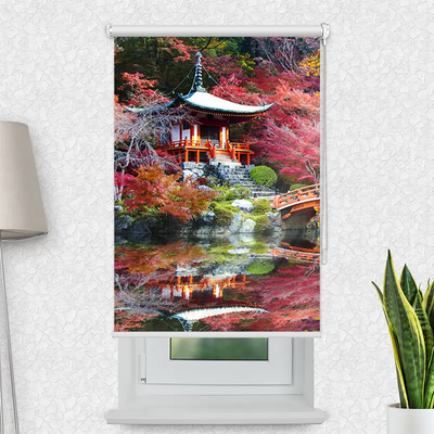 Klemmfix Rollo Asiatischer Garten Im Herbst | Motiv-Klemmrollo