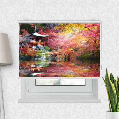 Klemmfix Rollo Asiatischer Garten Im Herbst | Motiv-Klemmrollo