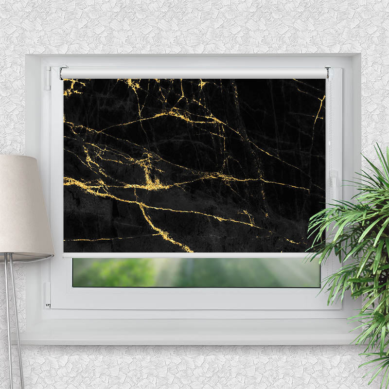 Klemmfix Rollo Schwarz Goldener Hintergrund