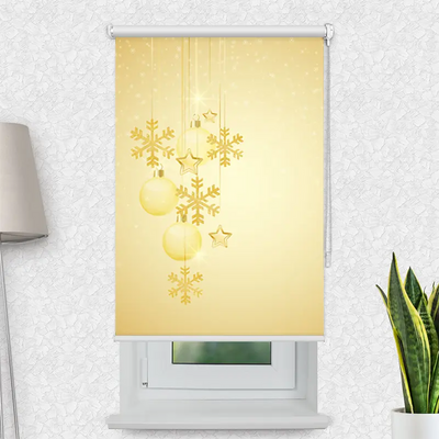 Klemmfix Rollo Weihnachtsschmuck Gold | Motiv-Klemmrollo