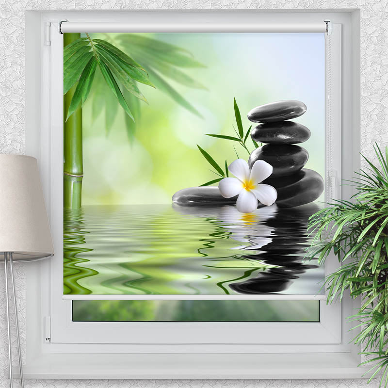 Klemmfix Rollo Frangipani Bambus Steine