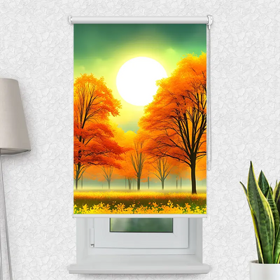 Klemmfix Rollo Herbstwald Sonnenschein | Motiv-Klemmrollo