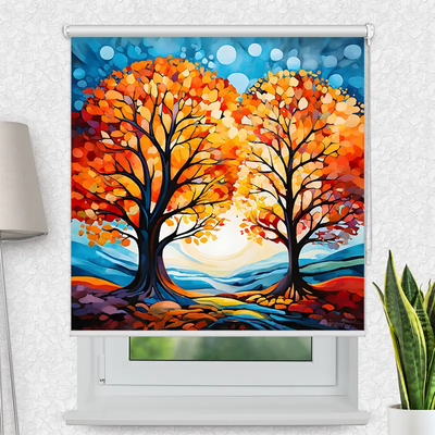 Klemmfix Rollo Baeume Im Herbst Gemaelde | Motiv-Klemmrollo