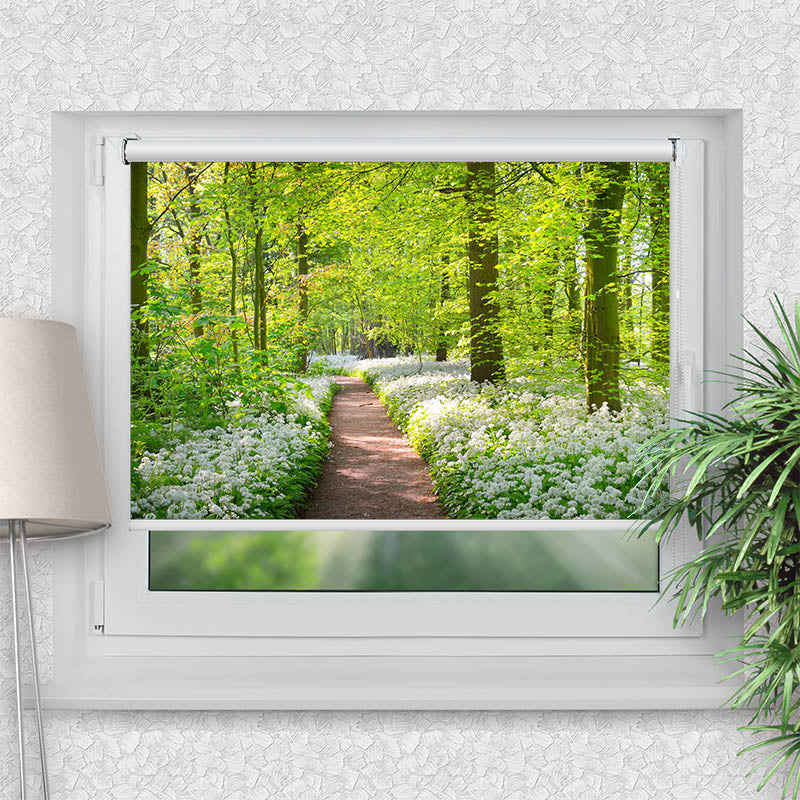 Klemmfix Rollo Waldweg mit Blumen