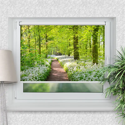 Klemmrollo Waldweg Mit Blumen