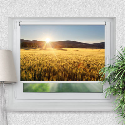 Rollo Motiv Kornfeld - ohne bohren - Klemmrollo bis 150 cm Breite - Klemmfix mit Fotodruck - blickdicht - La-Melle