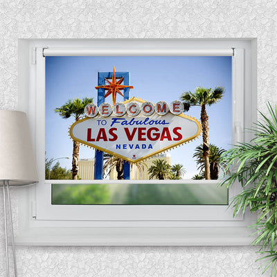 Rollo Motiv Las Vegas - ohne bohren - Klemmrollo bis 150 cm Breite - Klemmfix mit Fotodruck - blickdicht - La-Melle