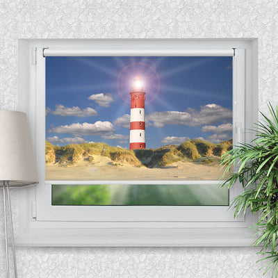 Rollo Motiv Leuchtturm - ohne bohren - Klemmrollo bis 150 cm Breite - Klemmfix mit Fotodruck - blickdicht - La-Melle