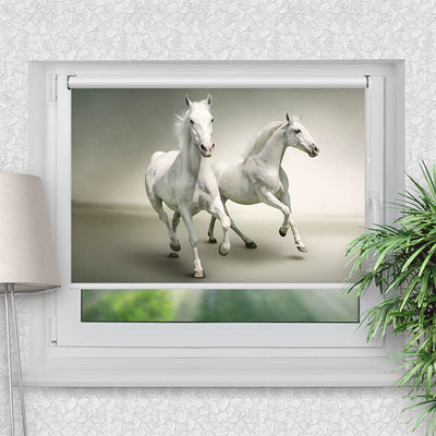 Rollo Motiv Pferde Schimmel - ohne bohren - Klemmrollo bis 150 cm Breite - Klemmfix mit Fotodruck - blickdicht - La-Melle