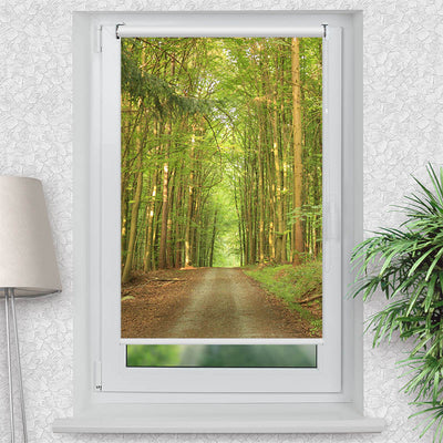 Rollo Motiv Bambuswald Weg - ohne bohren - Klemmrollo bis 150 cm Breite - Klemmfix mit Fotodruck - blickdicht - La-Melle