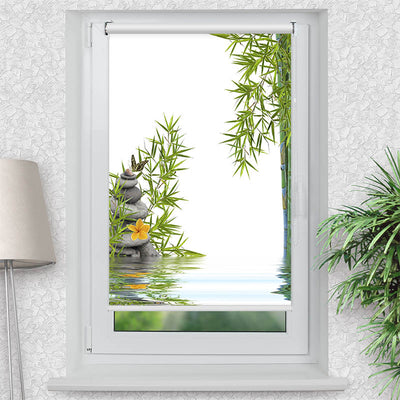 Klemmfix Rollo Bambus Schmetterling Steine