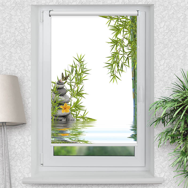 Klemmfix Rollo Bambus Schmetterling Steine