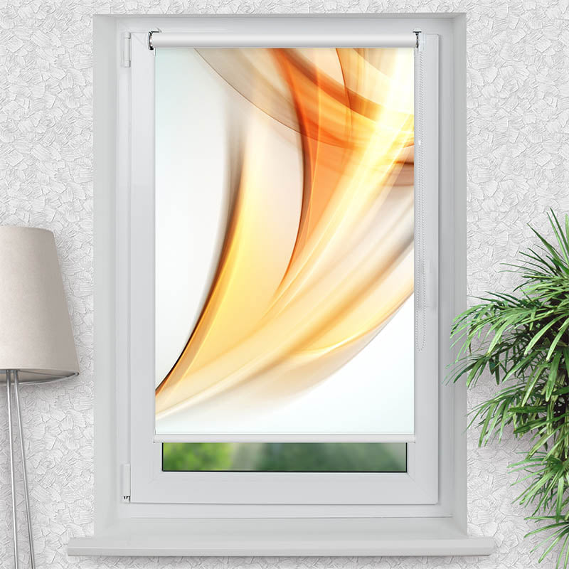 Klemmfix Rollo Abstakt Wellen Orange Grau