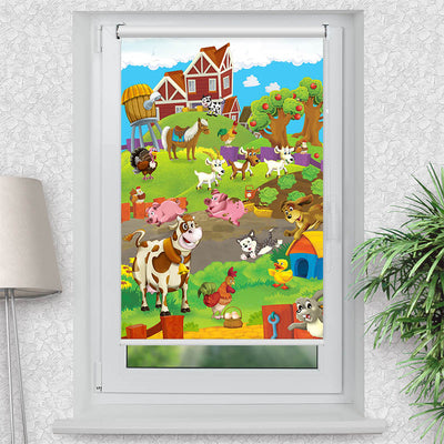 Rollo Motiv Bauernhof Tiere - ohne bohren - Klemmrollo bis 150 cm Breite - Klemmfix mit Fotodruck - blickdicht - La-Melle