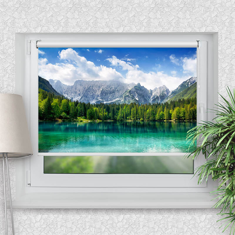 Klemmfix Rollo See mit Wald und Bergen