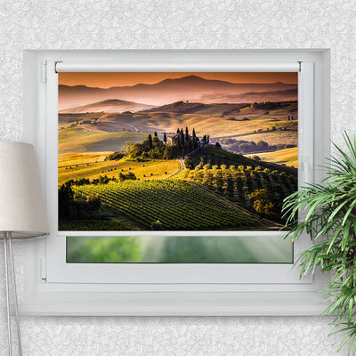 Rollo Motiv Toskana - ohne bohren - Klemmrollo bis 150 cm Breite - Klemmfix mit Fotodruck - blickdicht - La-Melle