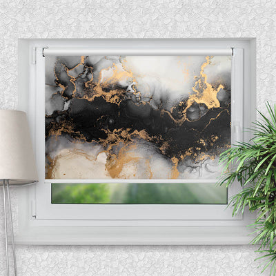 Klemmfix Rollo Abstrakt Marmor Schwarz Gold