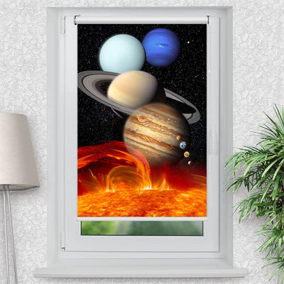 Rollo Motiv Planeten - ohne bohren - Klemmrollo bis 150 cm Breite - Klemmfix mit Fotodruck - blickdicht - La-Melle