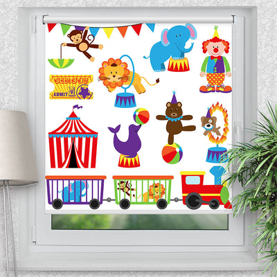Rollo Motiv Zirkus - ohne bohren - Klemmrollo bis 150 cm Breite - Klemmfix mit Fotodruck - blickdicht - La-Melle