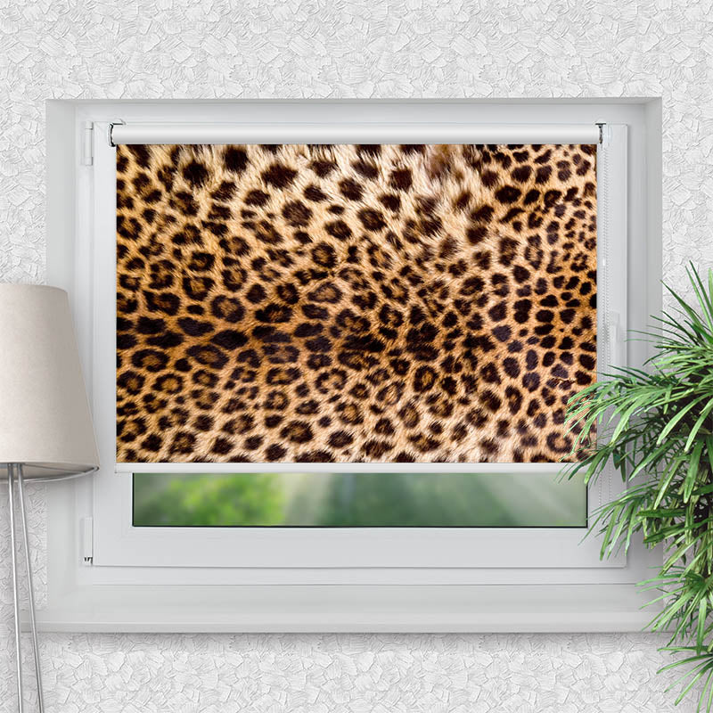 Rollo Motiv "Leopardenmuster" - ohne bohren - Klemmrollo bis 150 cm Breite - Klemmfix mit Fotodruck - blickdicht - La-Melle