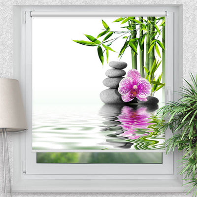 Klemmfix Rollo Bambus Orchidee Zen Stones