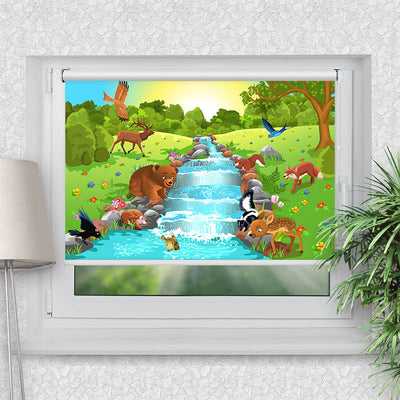 Rollo Motiv Tiere am Fluss - ohne bohren - Klemmrollo bis 150 cm Breite - Klemmfix mit Fotodruck - blickdicht - La-Melle